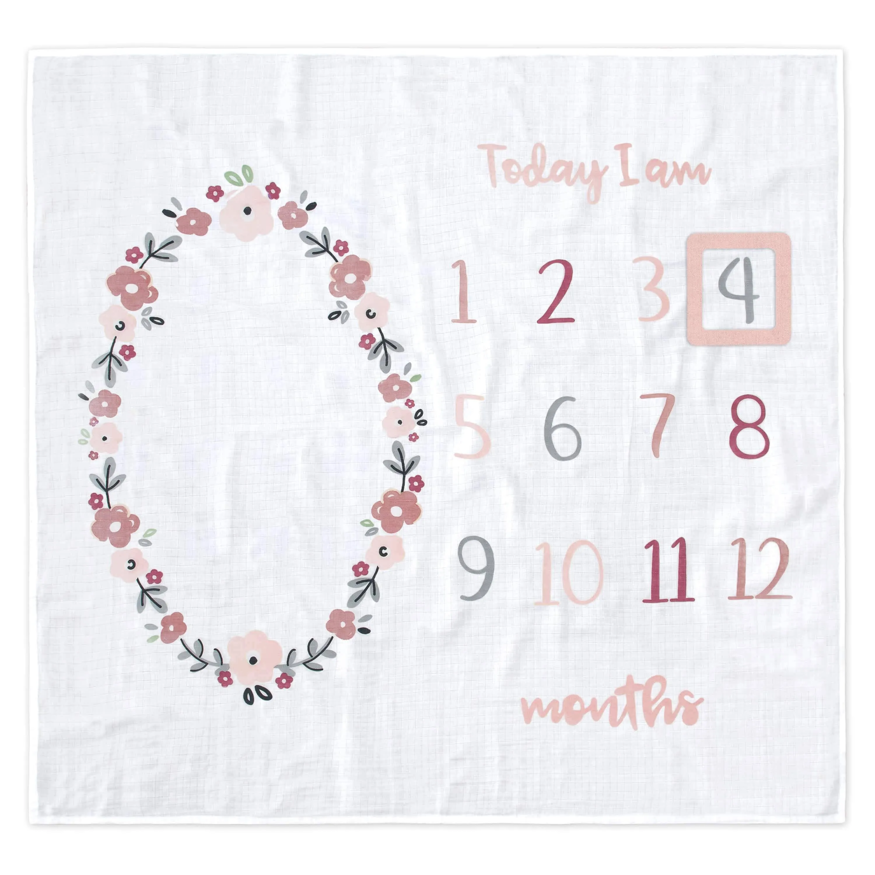 2-Piece Baby Girls Floral Milestone Blanket Set