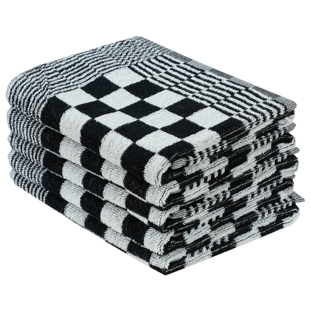 20 Piece Towel Set Black and White Cotton