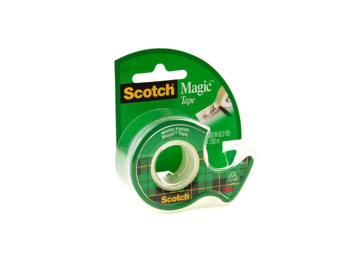 3M Scotch Magic Tape with Refillable Dispenser, 3/4" x 300"