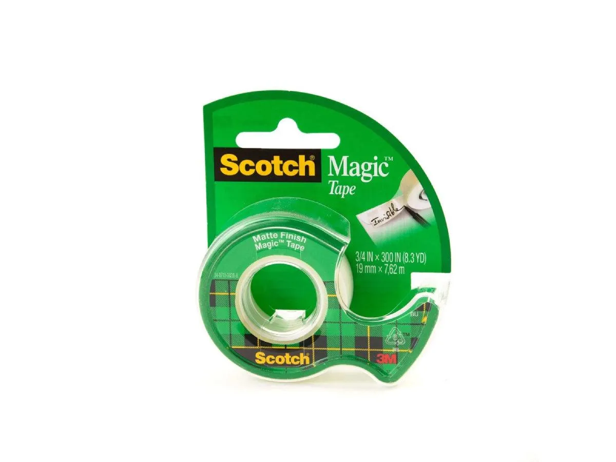 3M Scotch Magic Tape with Refillable Dispenser, 3/4" x 300"