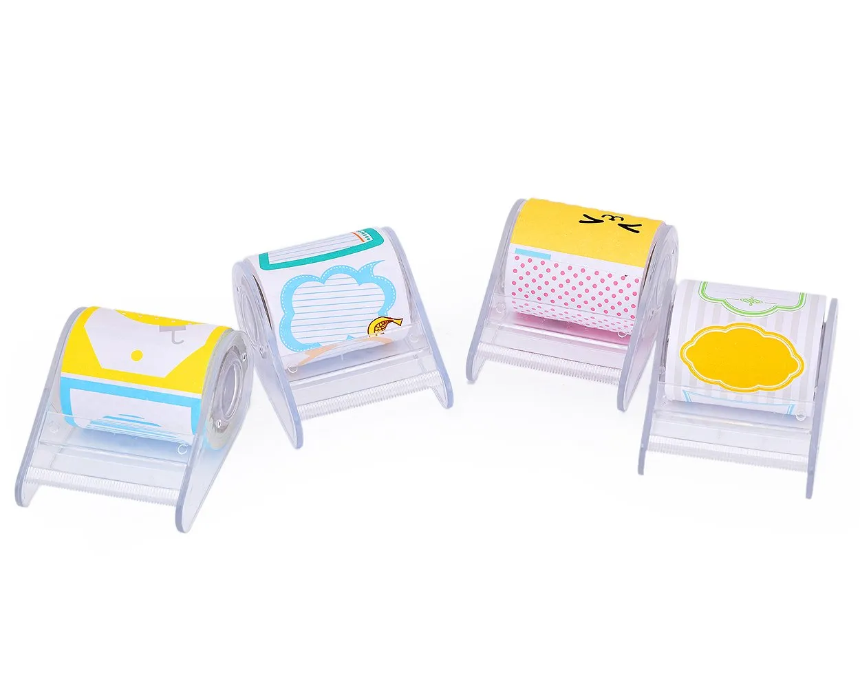 4 Packs Cartoon Refillable Roll Sticky Notes with Clear Dispensers