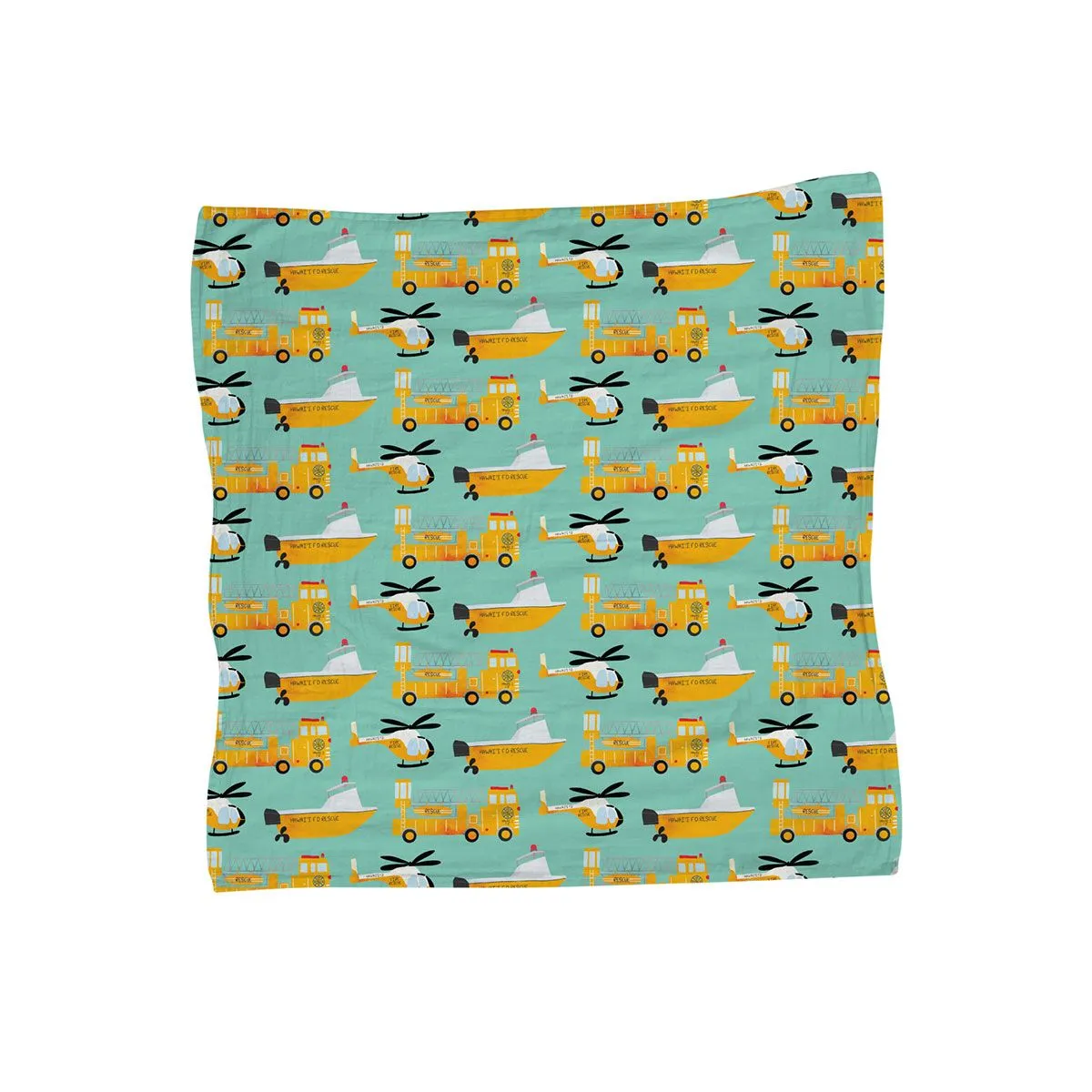 47in Hawaiian Fire Truck Muslin Blanket