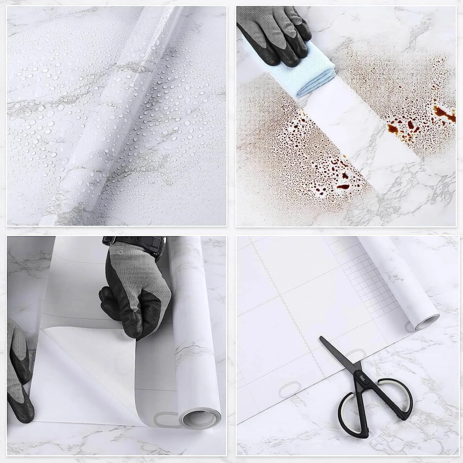 60cm Wide 5 Meters Long Marble White Vinyl Film Self Adhesive Contact Paper