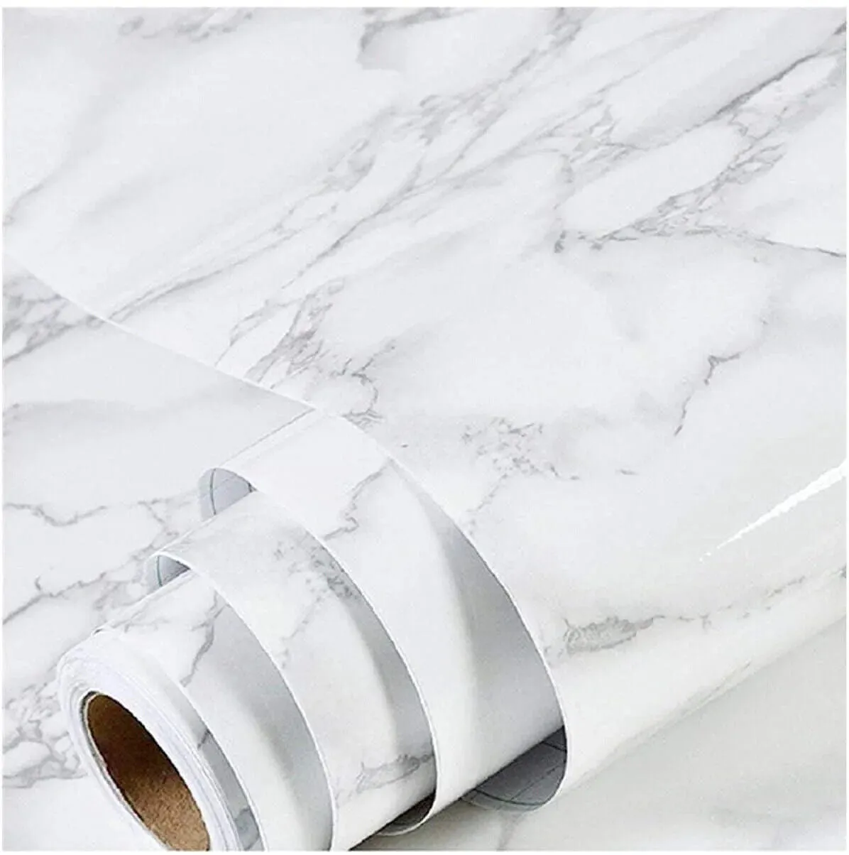 60cm Wide 5 Meters Long Marble White Vinyl Film Self Adhesive Contact Paper