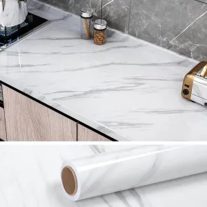 60cm Wide 5 Meters Long Marble White Vinyl Film Self Adhesive Contact Paper