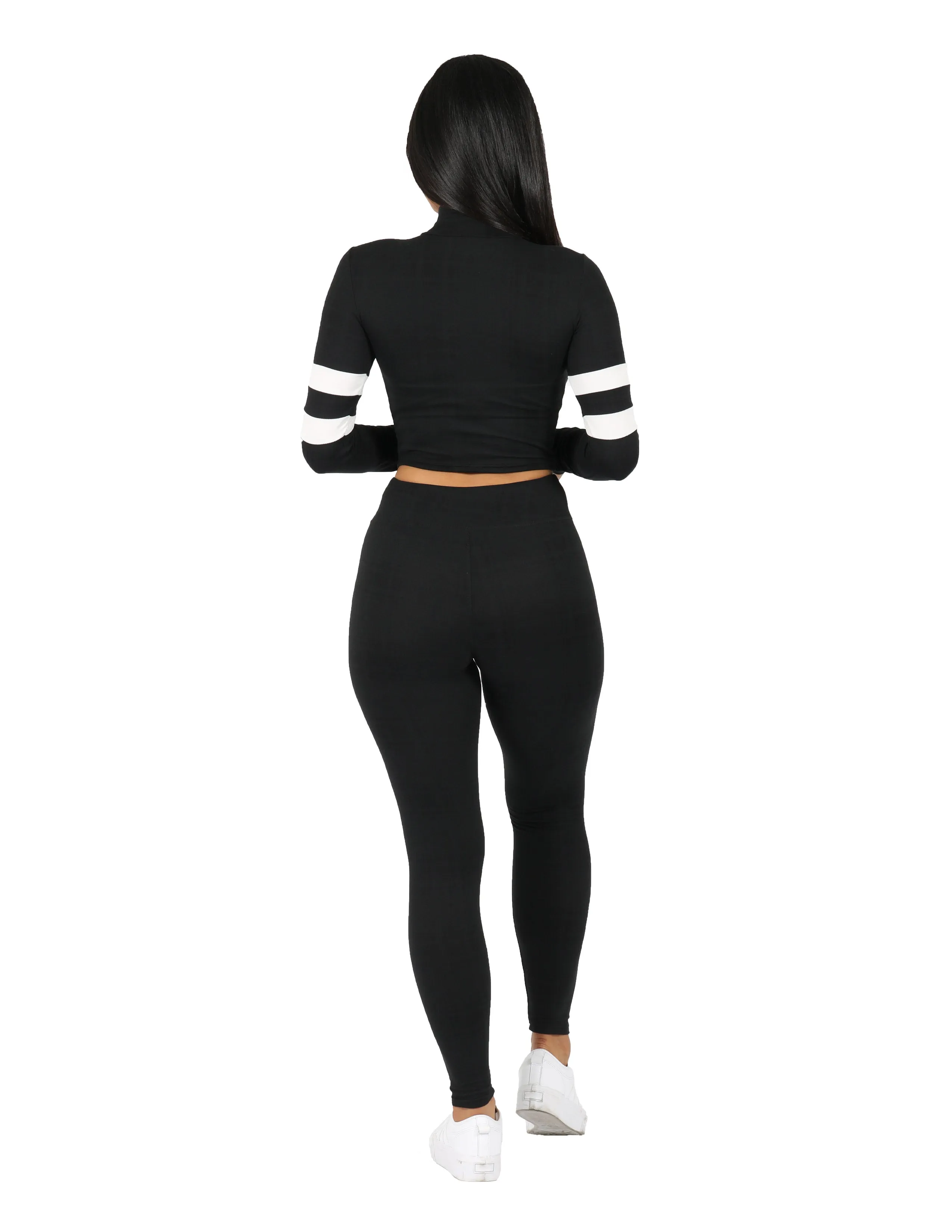 Active So Soft Mock Turtle Neck with Sleeve Stripes and Legging Set