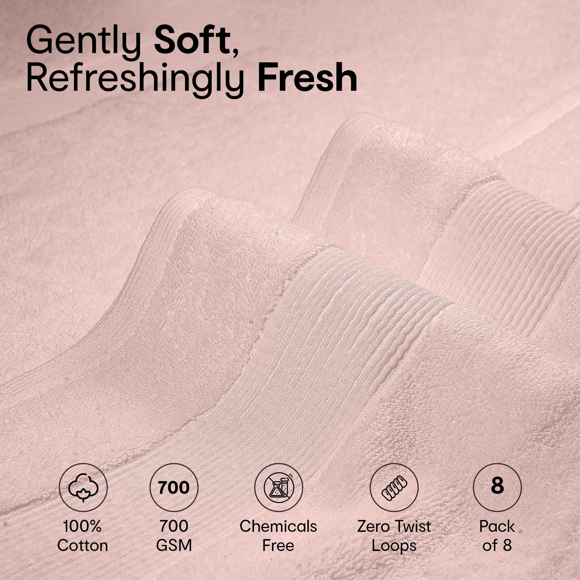 Anko Australia 100% Cotton 700 GSM Plush Hand Towel | Set of 4 | Super-Soft, Absorbent, Quick-Drying | Pink & Dark Grey Towel for Men, Women & Kids | 60x40 cm |Travel, Gym, Spa Towel