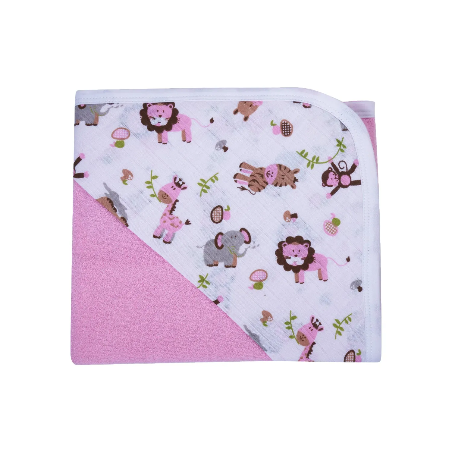 Baby Hooded Towel - Muslin Hood - Pink Solid