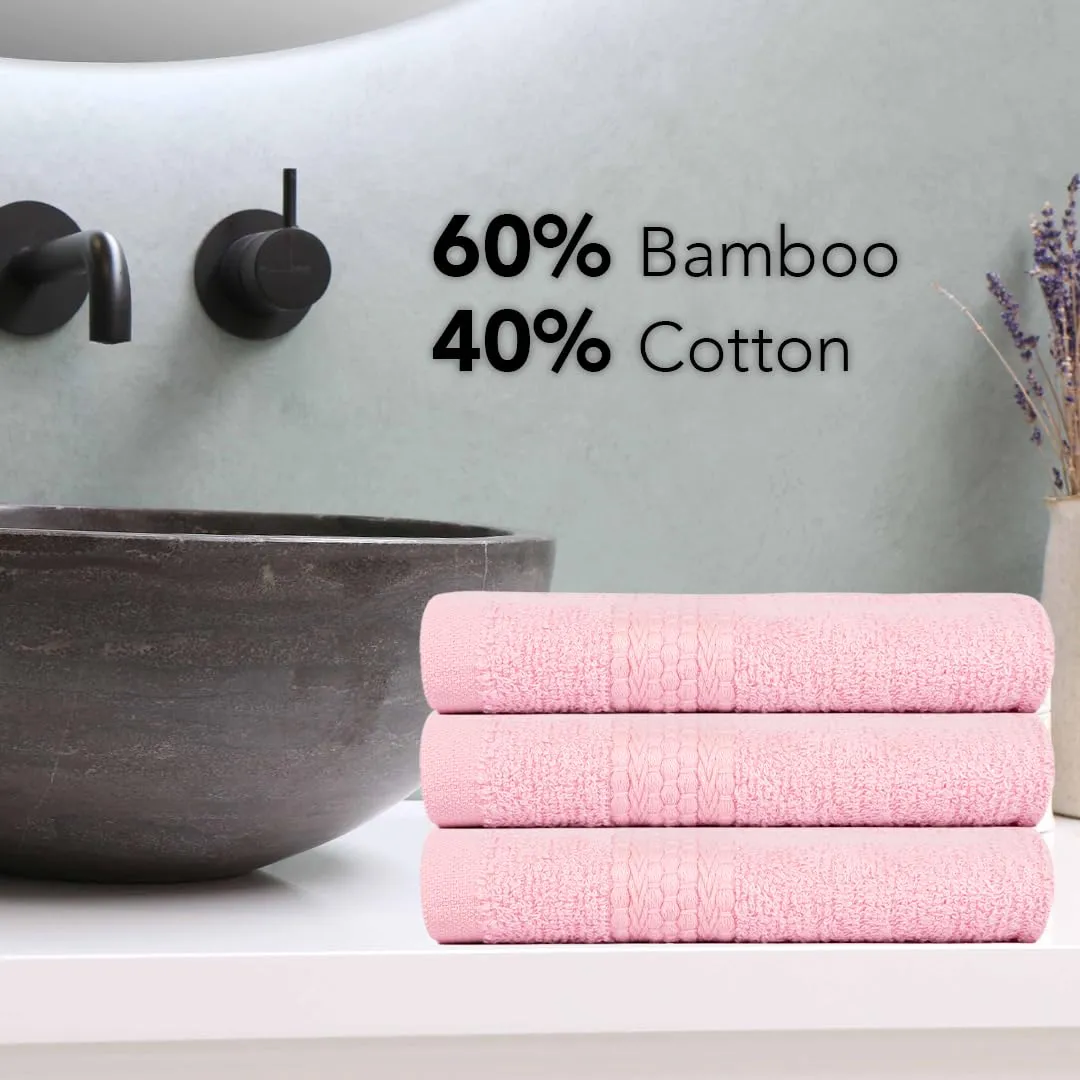 BePlush 450 GSM Bamboo Face Towel Set of 6 | Ultra Soft, Absorbent, & Quick Dry Towels for Gym, Travel | Suitable for Sensitive Skin, Anti Bacterial Napkins for Face | 30 * 30 Cms (6, Pink)