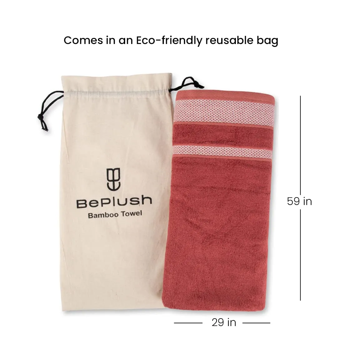 BePlush Zero Twist Bamboo Towels for Bath Large Size | Ultra Soft, Highly Absorbent, Quick Dry, Anti Bacterial Bamboo Bath Towel for Men & Women || 450 GSM Bath Towel, 29 x 59 Inches (2, Rust)