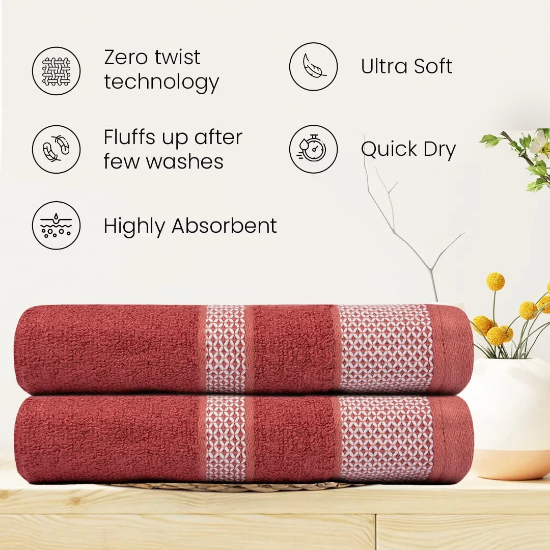 BePlush Zero Twist Bamboo Towels for Bath Large Size | Ultra Soft, Highly Absorbent, Quick Dry, Anti Bacterial Bamboo Bath Towel for Men & Women || 450 GSM Bath Towel, 29 x 59 Inches (2, Rust)