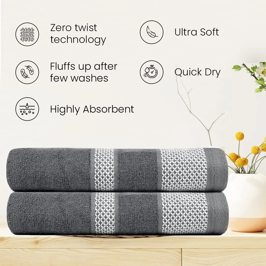 BePlush Zero Twist Bamboo Towels for Bath | Ultra Soft, Highly Absorbent, Quick Dry, Anti Bacterial Bamboo Bath Towel for Men & Women || 450 GSM, 29 x 59 Inches (2, Grey)