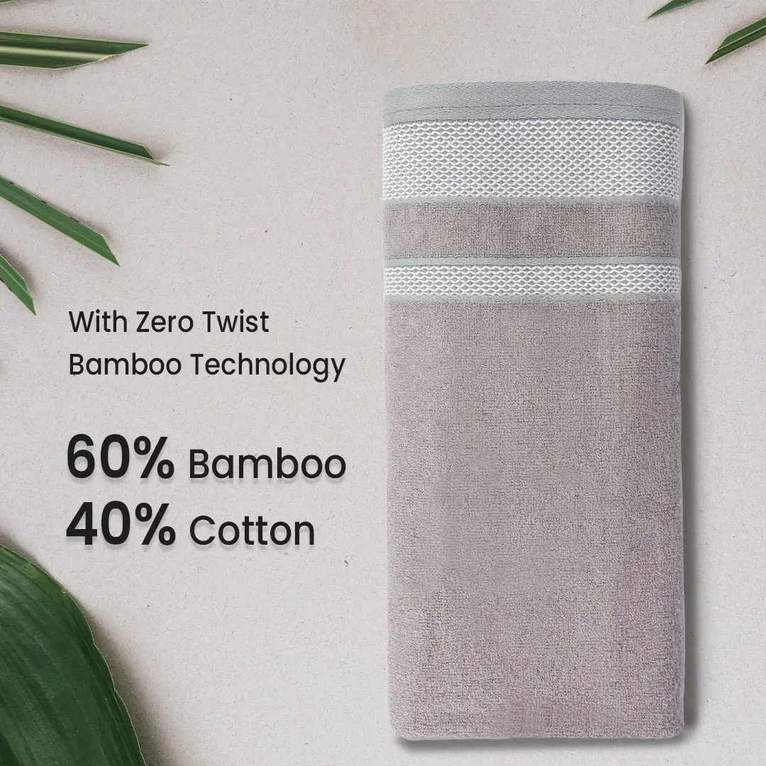 BePlush Zero Twist Bamboo Towels for Bath | Ultra Soft, Highly Absorbent, Quick Dry, Anti Bacterial Bamboo Bath Towel for Men & Women || 450 GSM, 29 x 59 Inches (2, Grey)