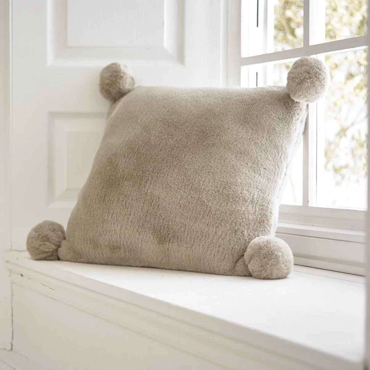 Bolingbroke Faux Fur Cushion - Stone