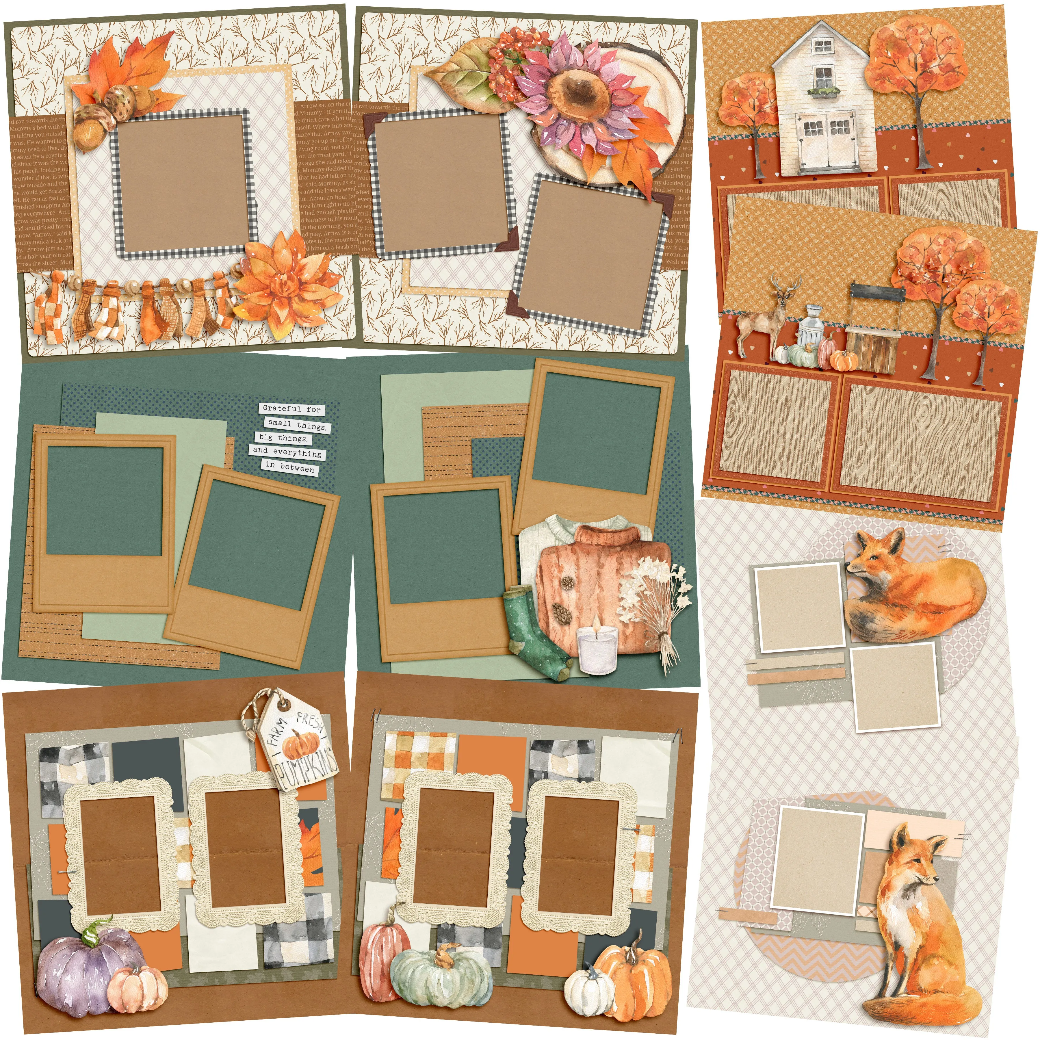 Cozy Autumn - Set of 5 Double Page Layouts - 1618