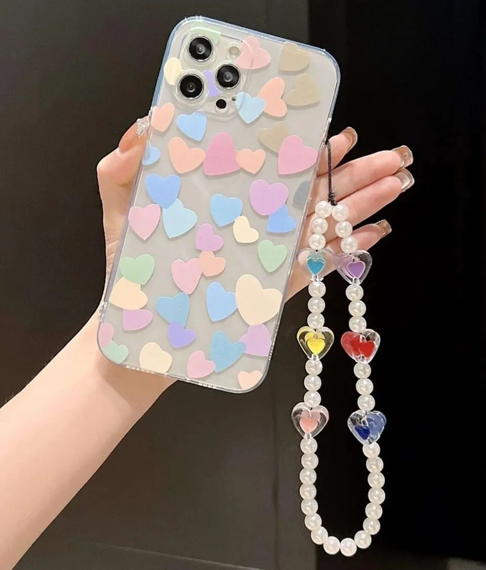 Cute Colorful Hearts With Removable Charm Custom Slim Soft Cases