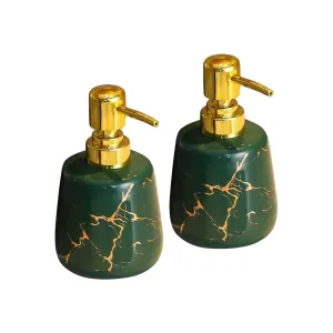 Ekhasa Ceramic Handwash Dispenser Bottle (260ml, Green, Set of 2) | Liquid Soap Dispenser for Bathroom, Wash Basin & Kitchen | Bathroom Sanitizer, Lotion, Shampoo Dispenser | Hand Wash Dispensers Pump