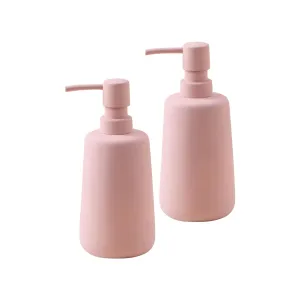 Ekhasa Ceramic Handwash Dispenser Bottle (260ml, Pink, Set of 2) | Liquid Soap Dispenser for Bathroom, Wash Basin & Kitchen | Bathroom Sanitizer, Lotion, Shampoo Dispenser | Hand Wash Dispensers Pump