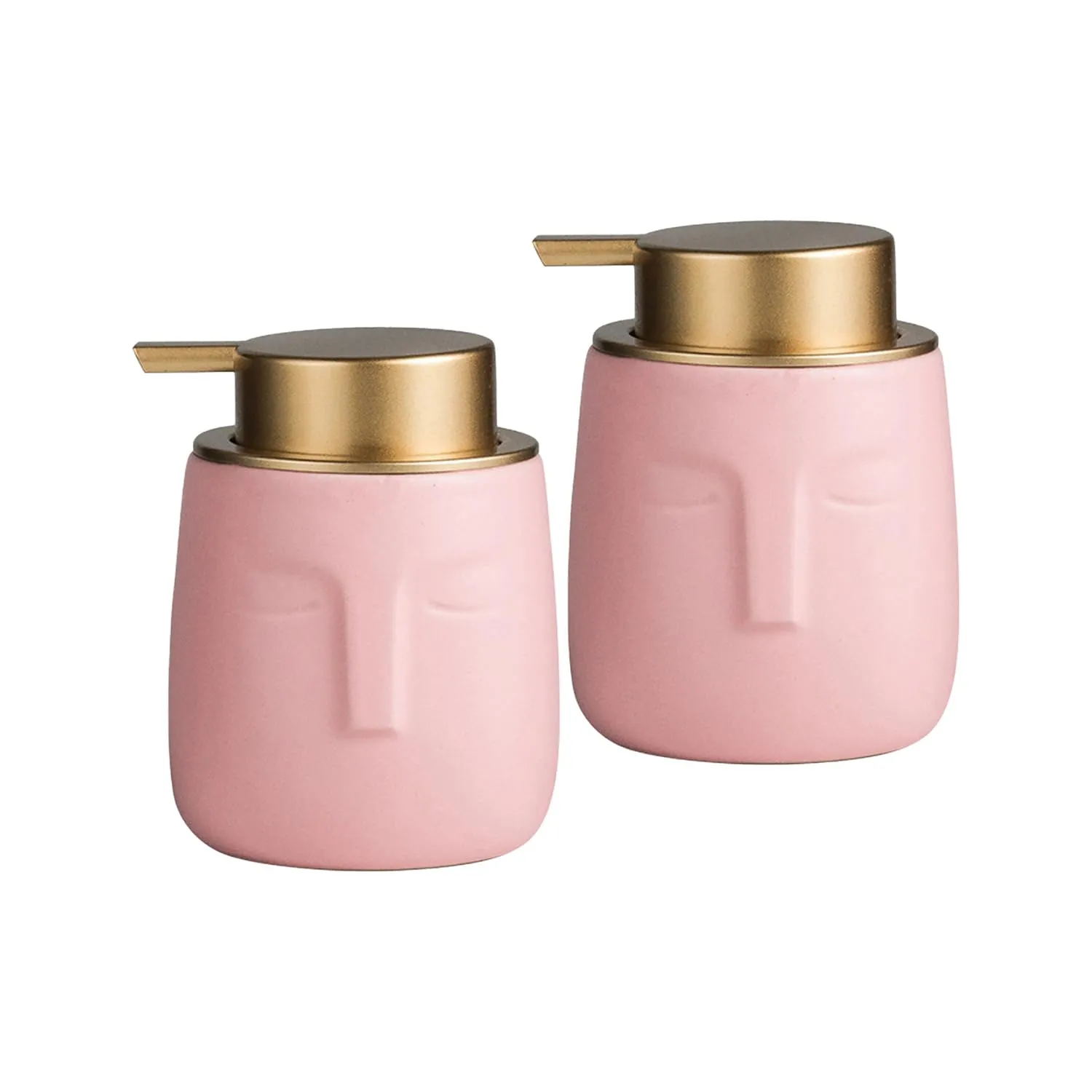 Ekhasa Ceramic Handwash Dispenser Bottle (350ml, Pink, Set of 2) | Liquid Soap Dispenser for Bathroom, Wash Basin & Kitchen | Bathroom Sanitizer, Lotion, Shampoo Dispenser | Hand Wash Dispensers Pump