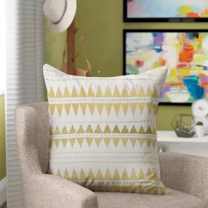 Embroidered Golden Triangle Pattern Filled Cushion  45X45cm