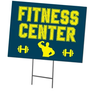 Fitness Center | Double Sided Sign with Metal Ground Stakes; 24"w x 18"h