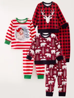 Girls Christmas Pajamas Outfits 6-piece set