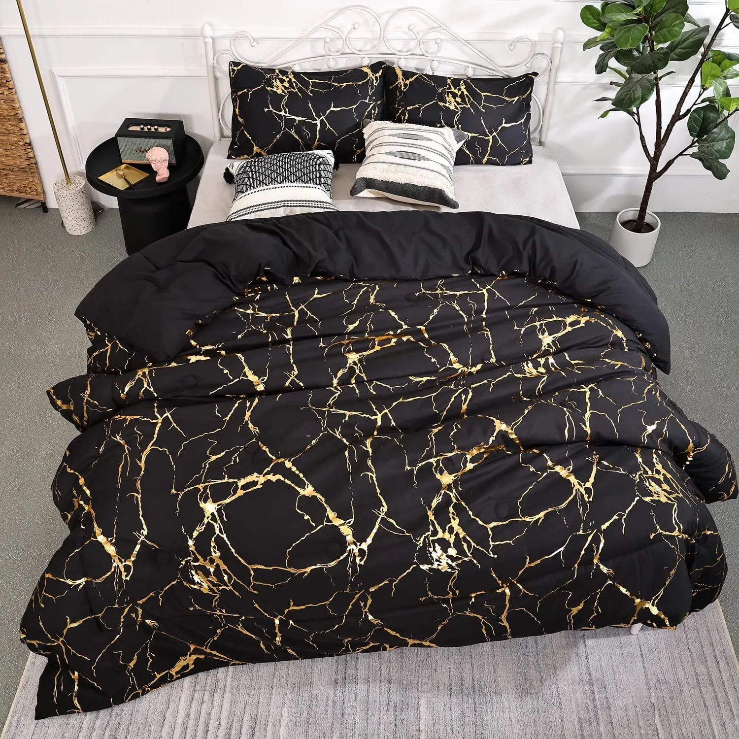 Gold & Black Marble Bed Set