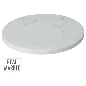 H&S Collection 28cm White Round Marble Chopping Board