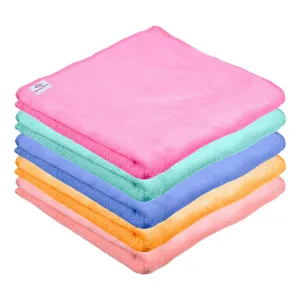 Heart Home Cleaning Towel|Microfiber Reusable Cloths|Highly Absorbent Washable Towel for Kitchen|Car|Window|24x16 Inch|Pack of 5 (Multicolor)