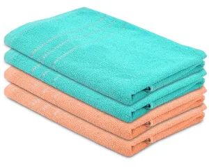 Heart Home Super Soft, Fluffy, Absorbent Cotton Baby, Kids Bath, Face Towel Perfect for Daily Use, 19"x38"- Pack of 4 (Blue & Peach)