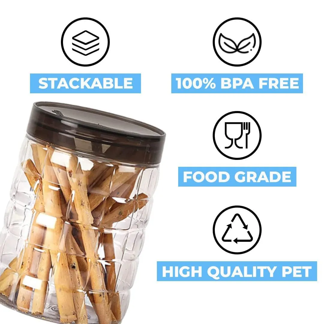 Homestic Set of 12 Plastic Container Set | 1000ml, 500ml, 200ml I PET, Food Grade Plastic, 100% BPA Free | Airtight Container Set for Kitchen Storage |Small to Large, Transparent