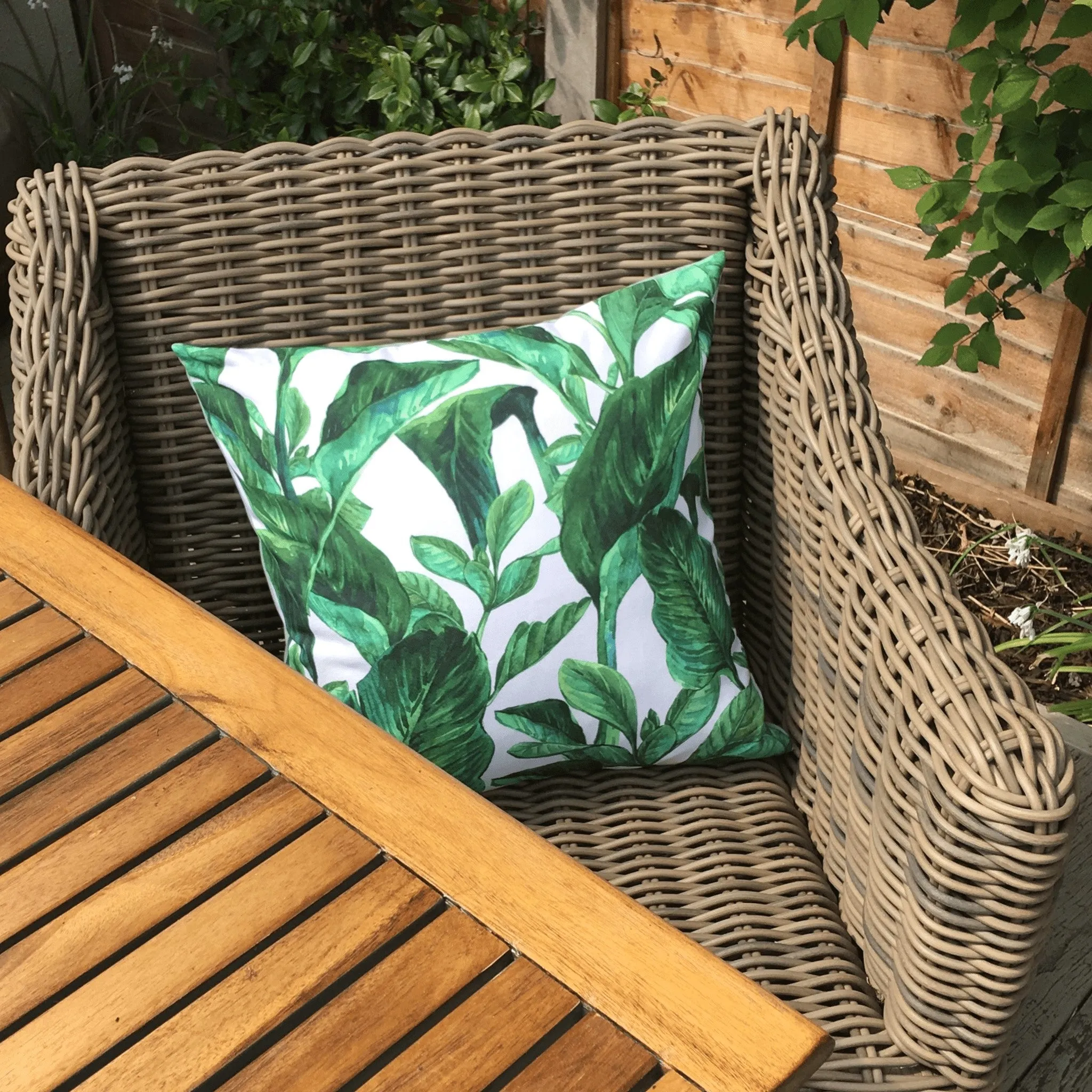 Jungle Leaf Water Resistant Garden Cushion Cover Scatter Pillow Cover Tropical Jungle Rainforest