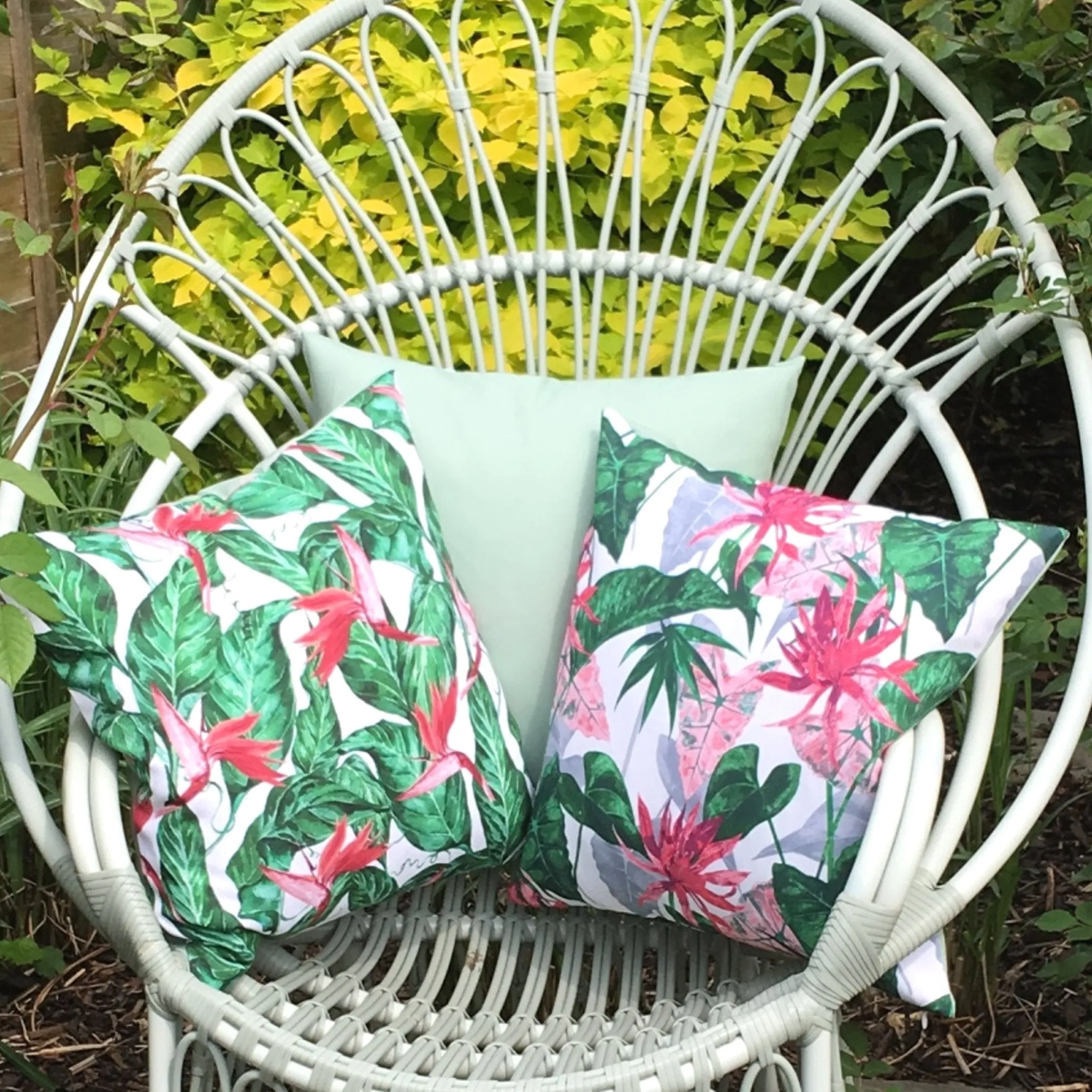 Jungle Leaf Water Resistant Garden Cushion Cover Scatter Pillow Cover Tropical Jungle Rainforest