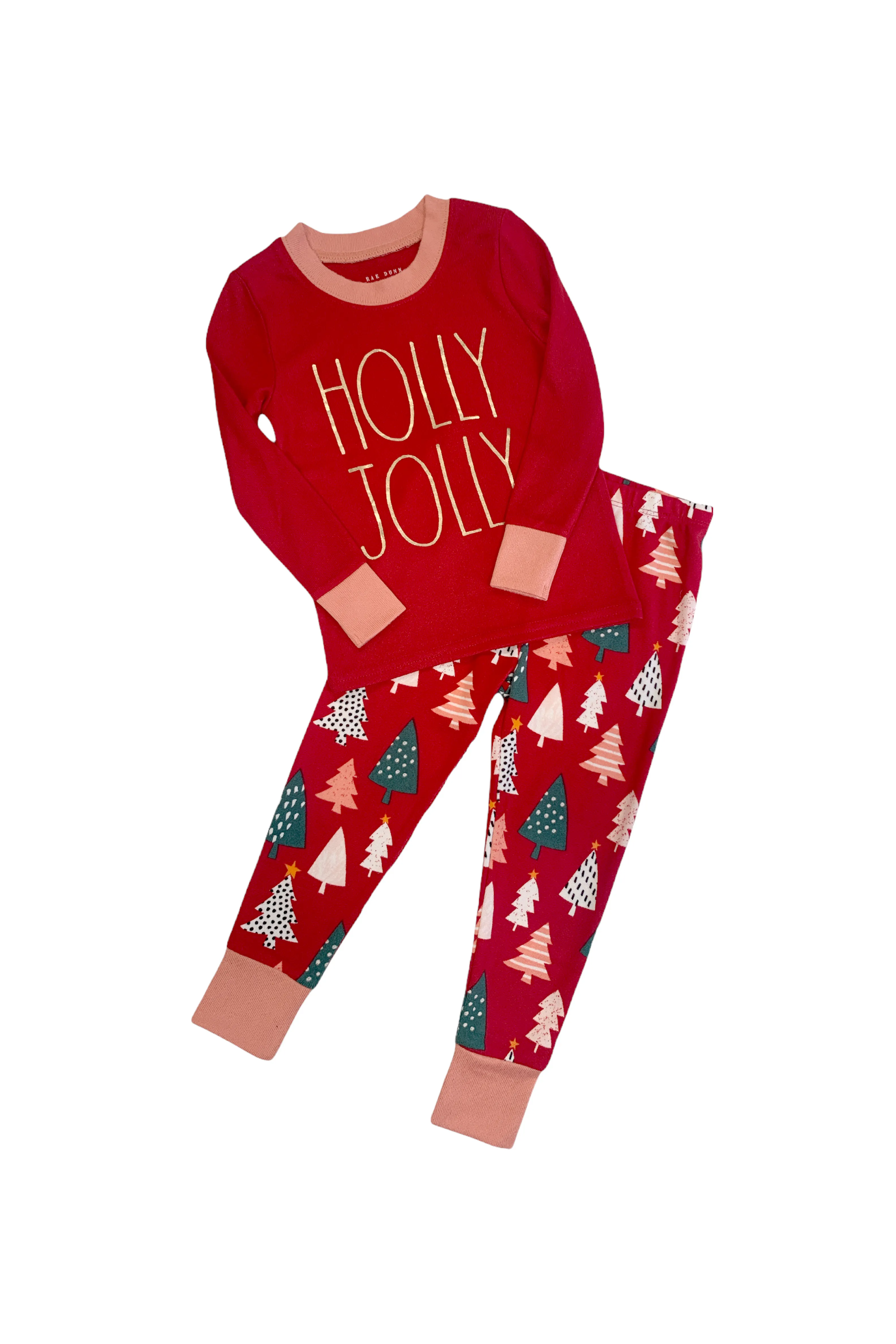 Kids "HOLLY JOLLY" Long Sleeve Top and Jogger Pajama Set