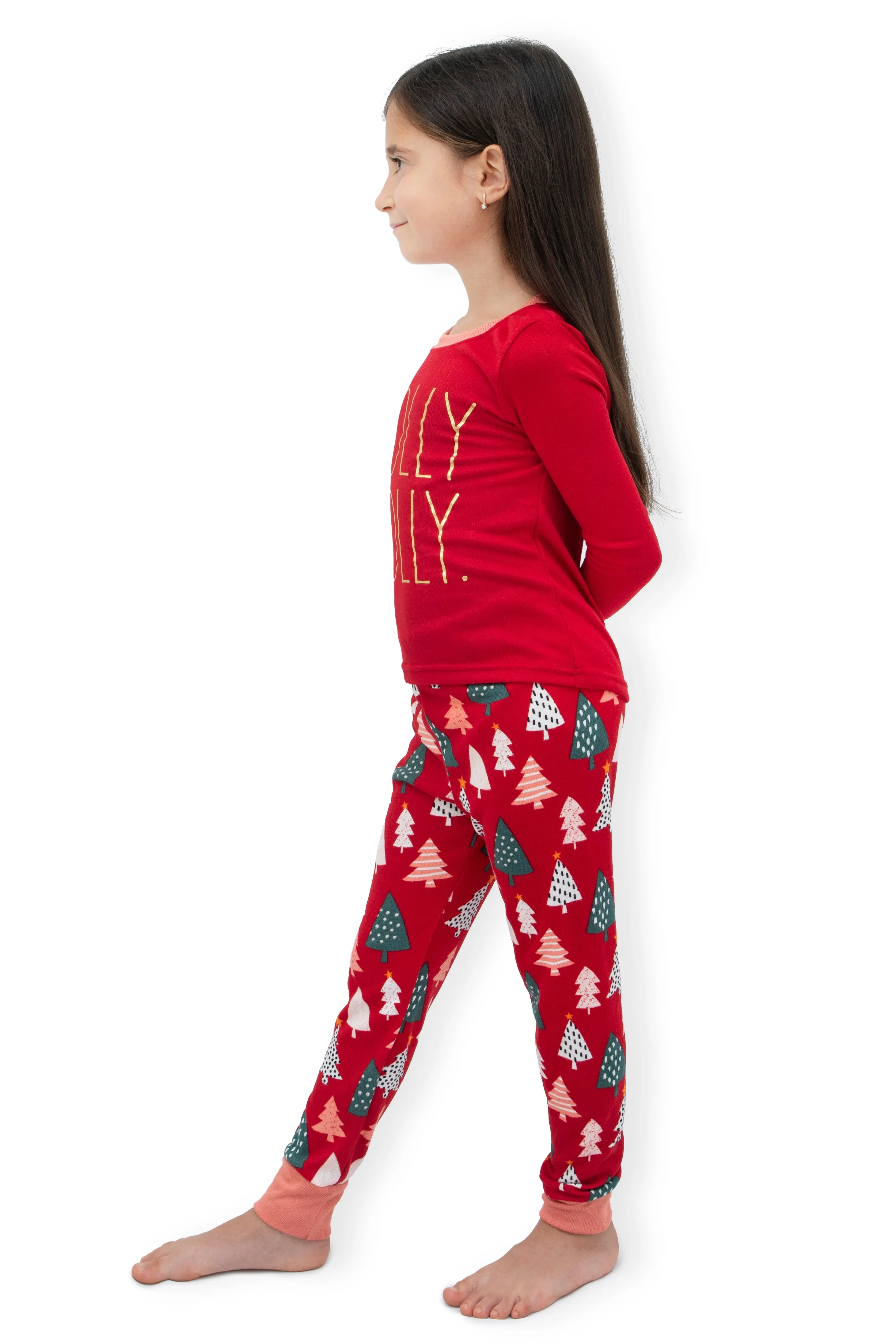 Kids "HOLLY JOLLY" Long Sleeve Top and Jogger Pajama Set