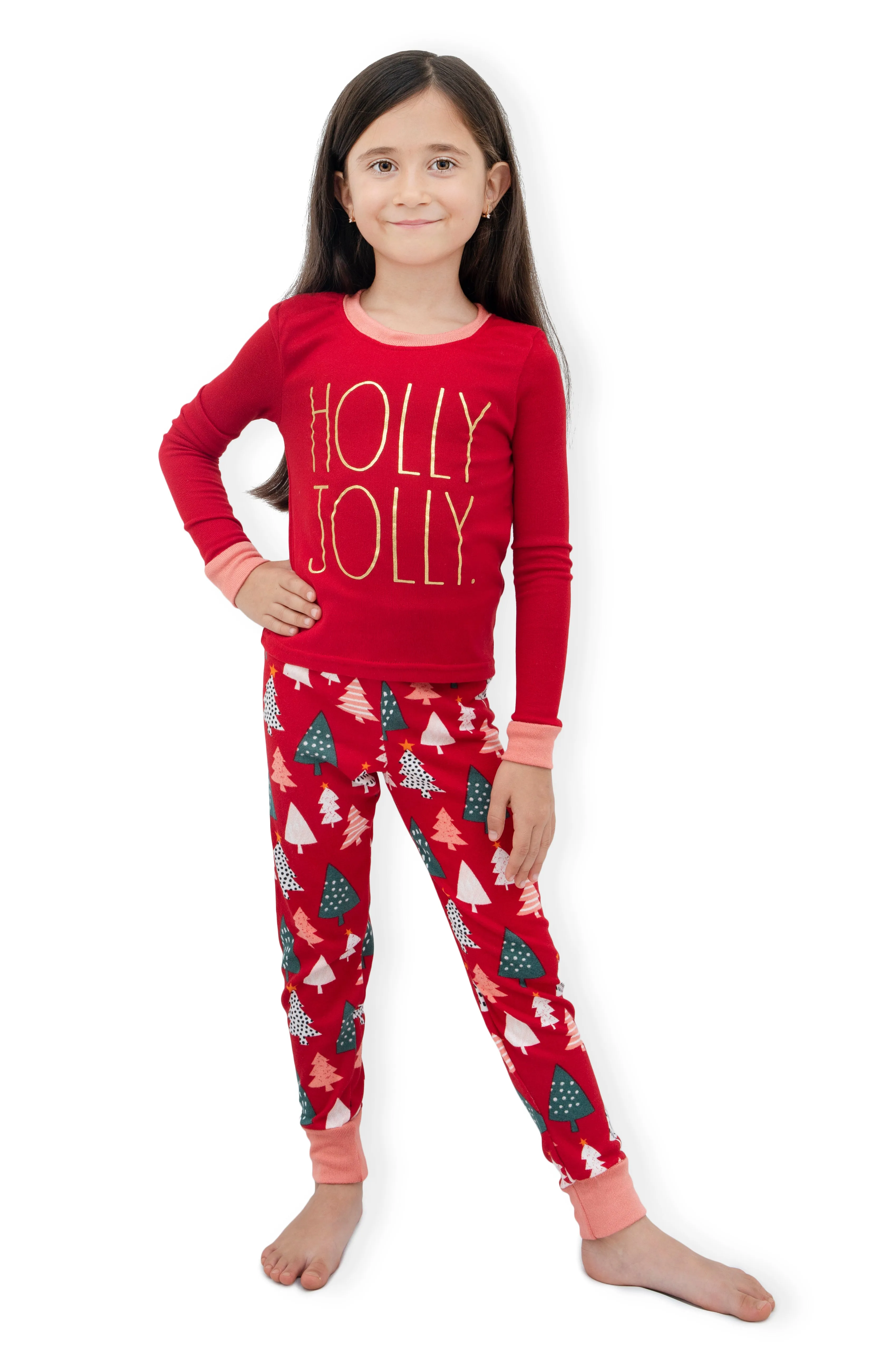 Kids "HOLLY JOLLY" Long Sleeve Top and Jogger Pajama Set