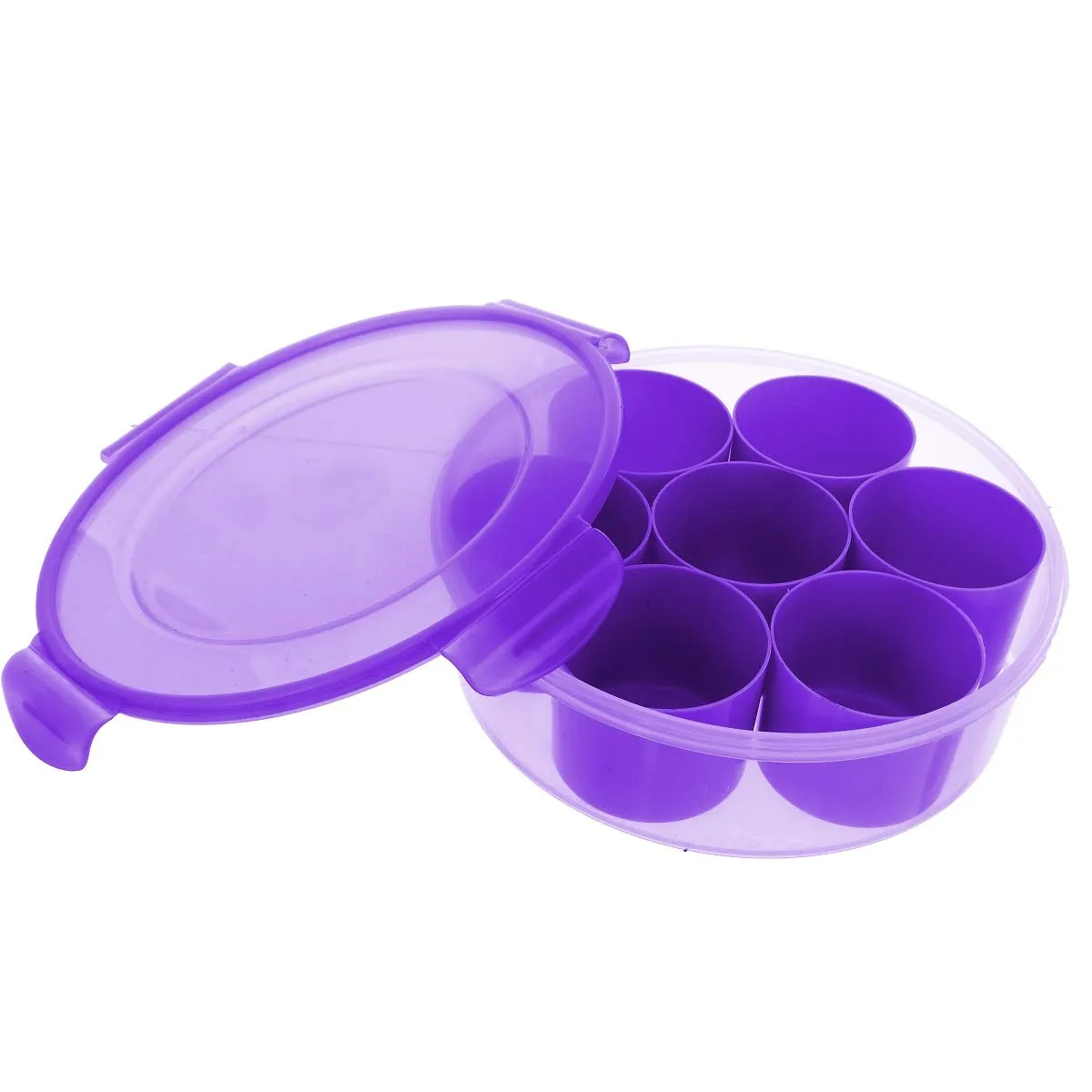 Kuber Industries Airtight & Leak Proof Plastic Masala (Spice) Box/Dabba/Spice Organiser with Lock Lid & 7 Containers (Purple)-KUBERMART371