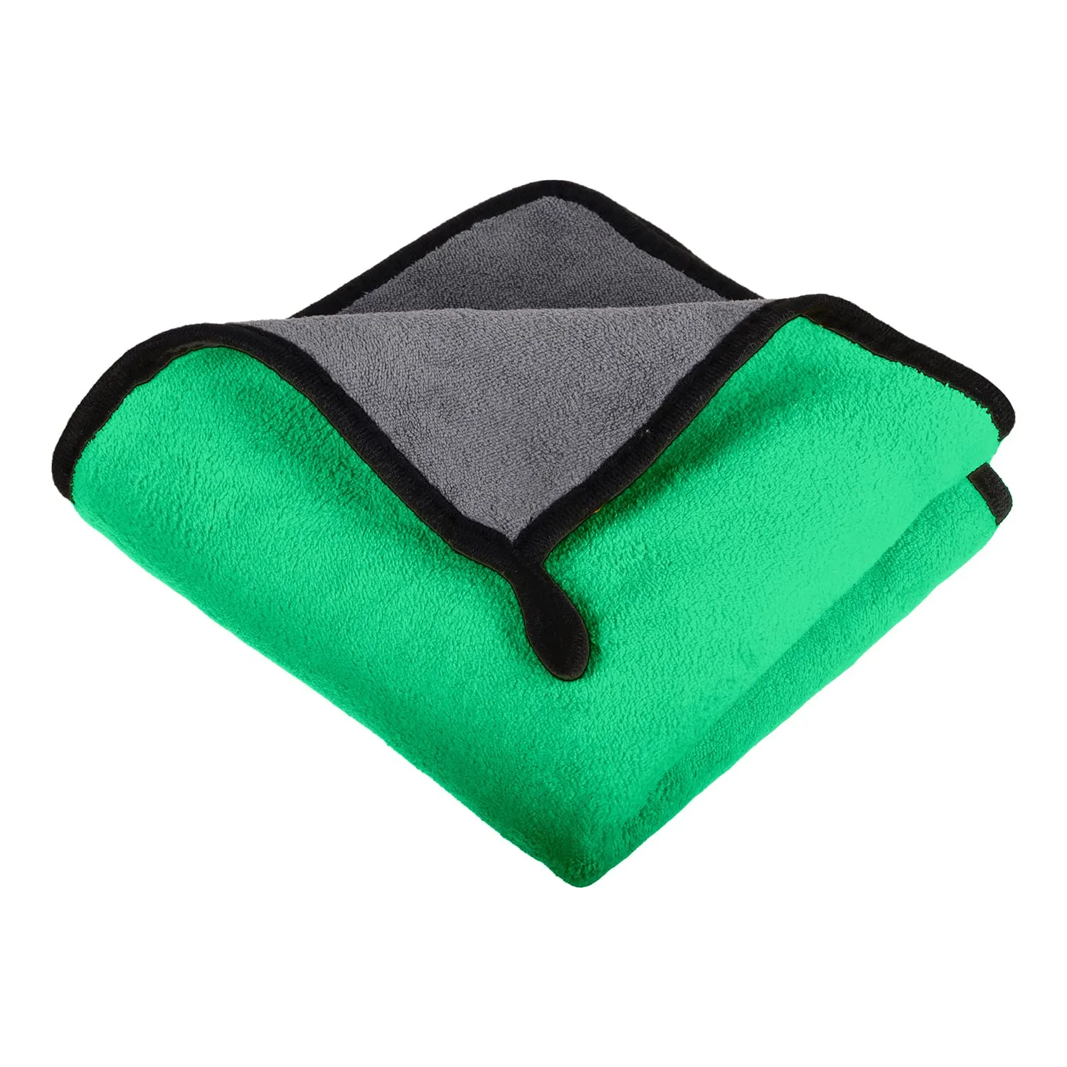 Kuber Industries Cleaning Towel|Microfiber Reusable Cloths|Highly Absorbent Washable Towel for Kitchen with Hanging Loop|Car|Window|40x40 Cm|Pack of 2 (Green)