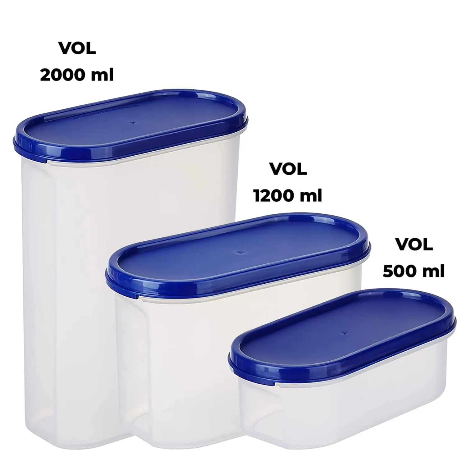 Kuber Industries Container for Kitchen Storage Set| Airtight Container, Multipurpose | Plastic Container Set of 3 | For Dry & Wet Food | 500 ml,1200 ml,2000 ml (Small-Medium-Large) (Pack Of 2)