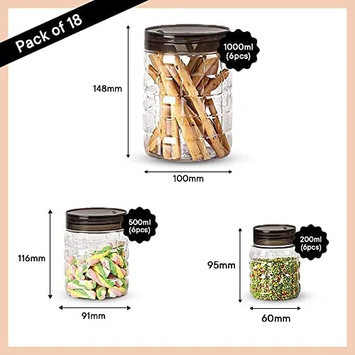 Kuber Industries Container Set Combo | 4 in 1 Air Tight Storage Container (2500ml) and Kitchen Containers Set of 18 (200ml, 500ml and 1000ml) | For Food Grain & Fridge Storage | Leak Roof, BPA Free Food Kitchen Organizer