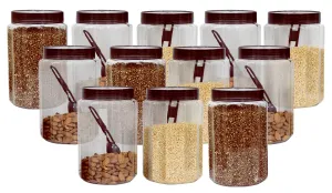 Kuber Industries Opal Airtight Food Storage Containers Kitchen Containers for Kitchen Storage (Set of 12, 800 ml, Brown)-KUBMART10989