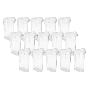 Kuber Industries Plastic Dispenser Kitchen Set|Smooth Sliding Mouth/Lid Mechanism|Food Grade Plastic, Durable & safe|Container for Kitchen Storage Set of 3|750ml, Transparent with White Lid(Pack Of 5)