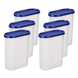 Kuber Industries Plastic Storage Containers With Lid I Set of 2, 2500 ml|Airtight, Stackable, Spill-proof, Travel-friendly|Transparent with Blue Lid|For Dry & Wet Foods, Cereals, Dryfruits (Pack Of 3)