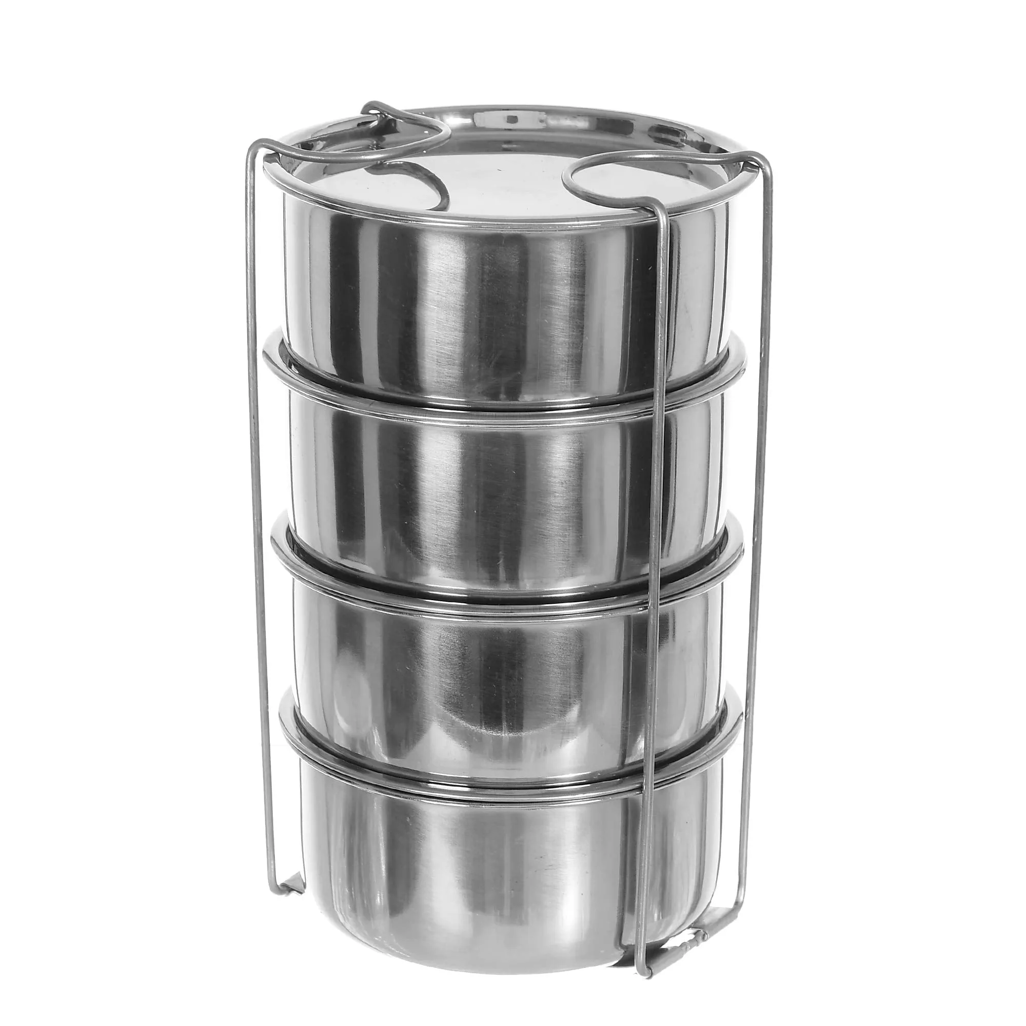 Kuber Industries 4 Inner Stainless Steel Tiffin Box for Office, School, College and Travelling (Cream)-KUBMART15293