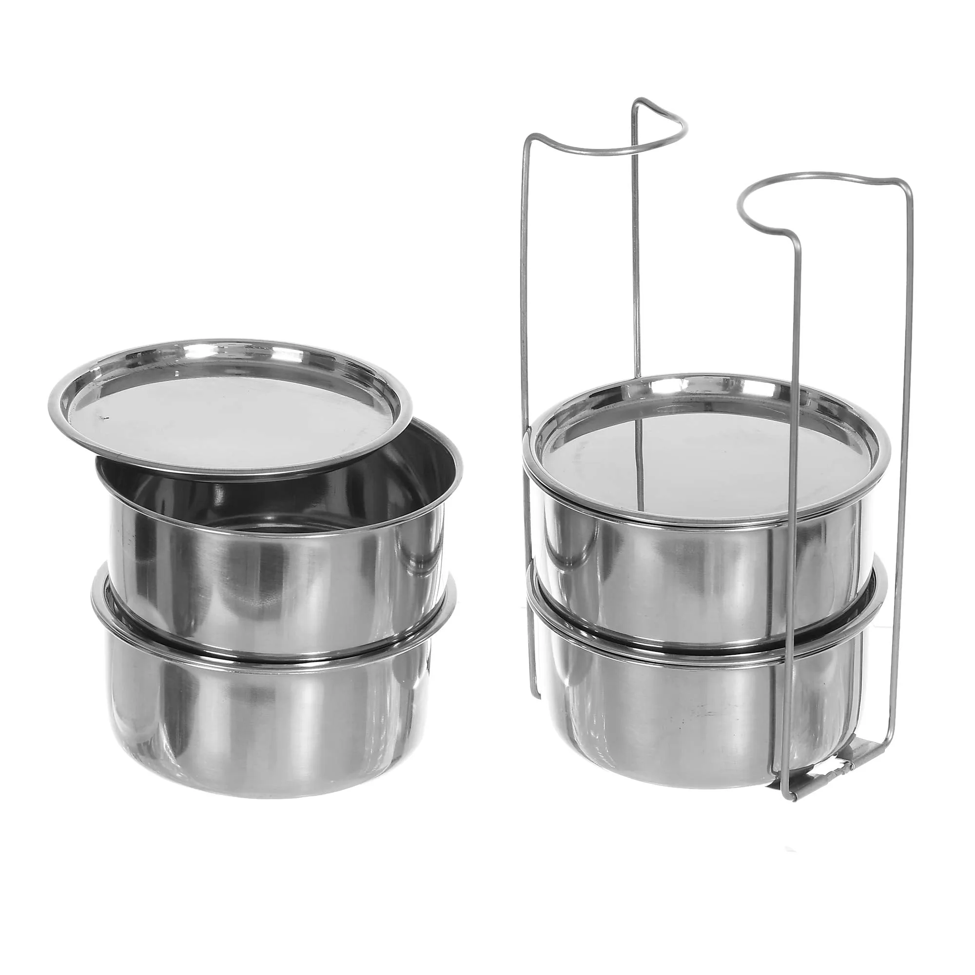 Kuber Industries 4 Inner Stainless Steel Tiffin Box for Office, School, College and Travelling (Cream)-KUBMART15293