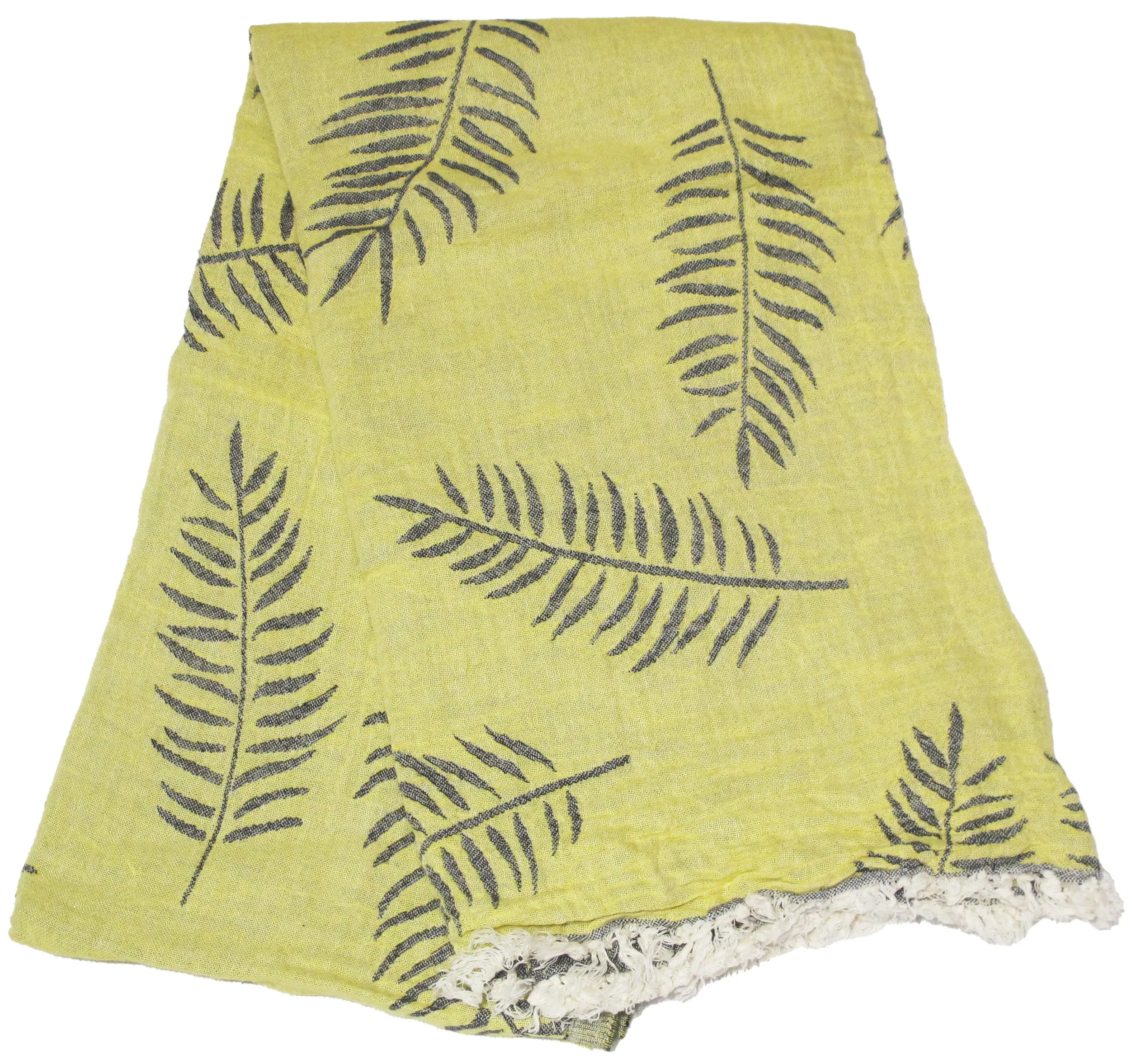 Leaves Yellow Grey Turkish Towel