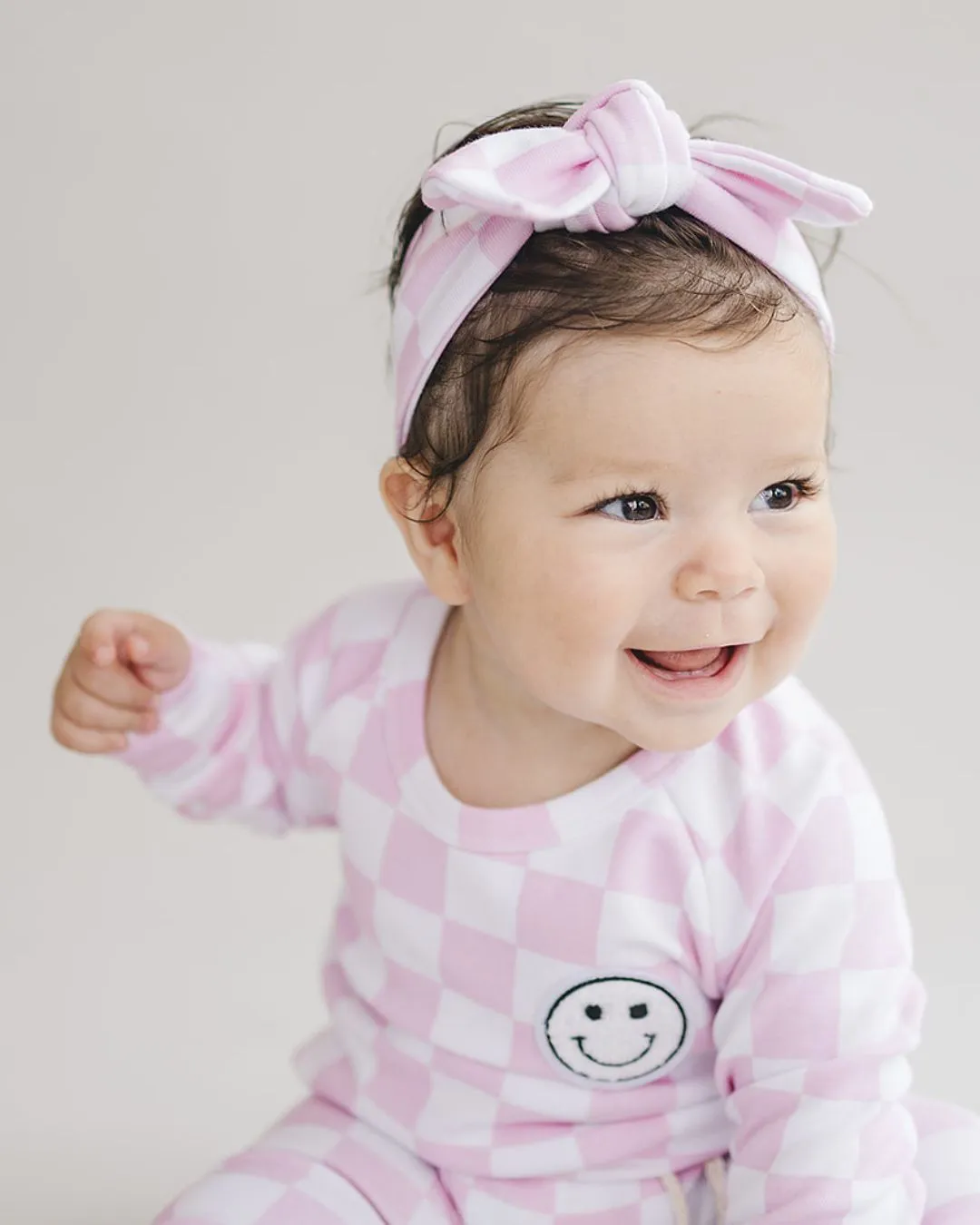 LPK Checkered Smiley Lounge Set - Pink