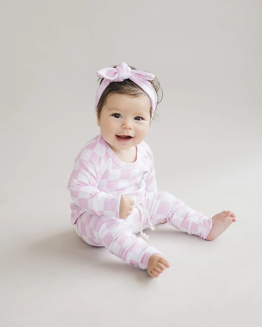 LPK Checkered Smiley Lounge Set - Pink