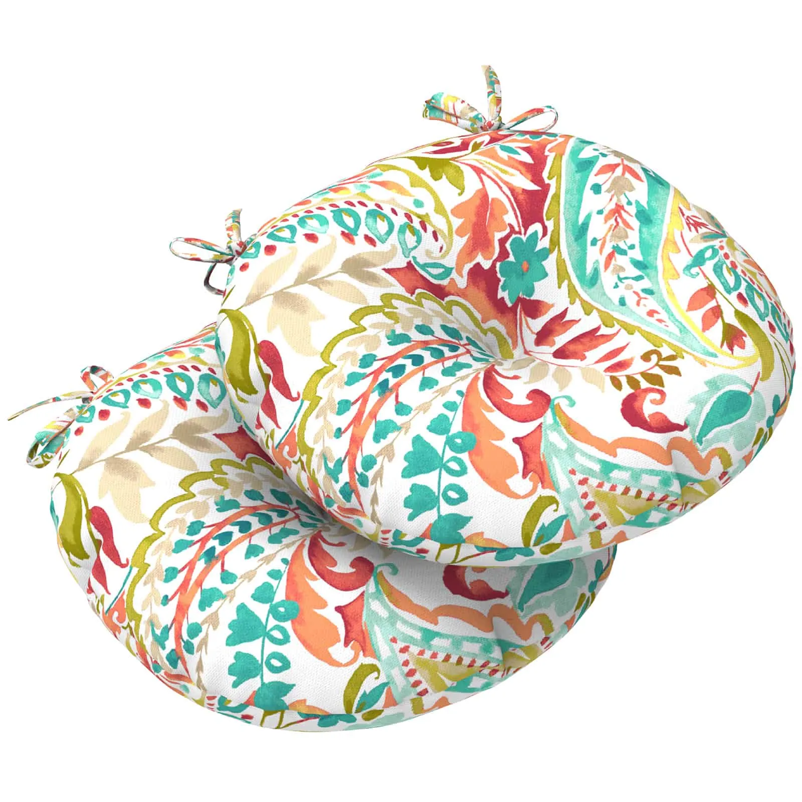 LVTXIII Outdoor Round Bistro Seat Cushions 15"x15"x4" Pretty Paisley （Set of 2）