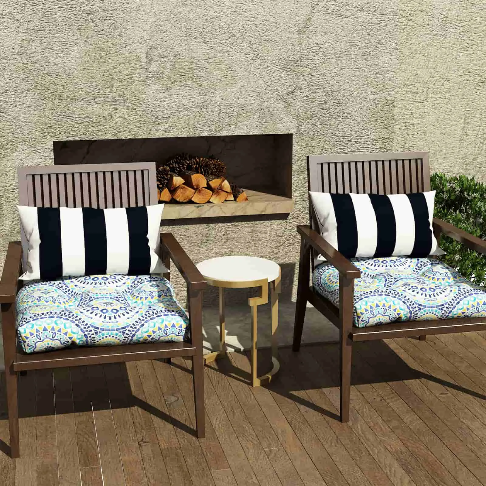 LVTXIII Outdoor U-Shape Tufted Seat Cushions 19”x19”x5” Delancey Lagoon （Set of 2）